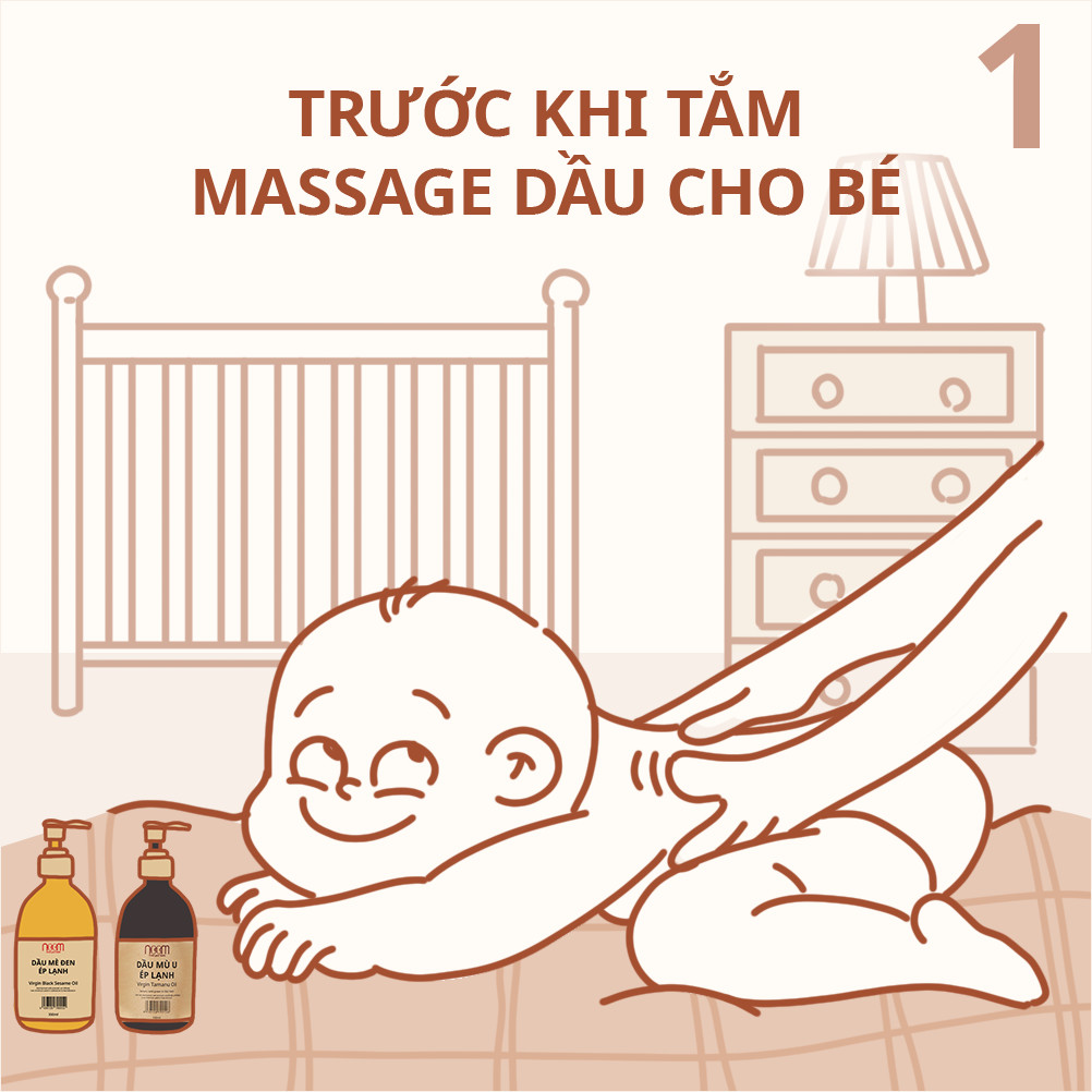 Massage dầu trước khi tắm cho trẻ sơ sinh ngừa viêm da