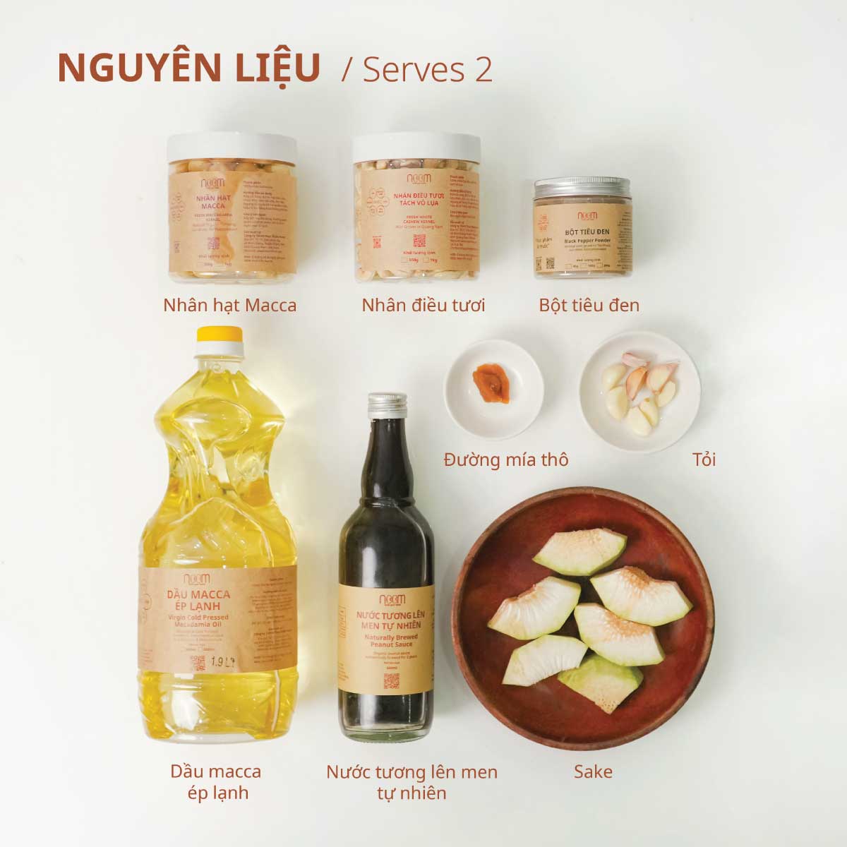 nguyên liệu món kho chay sake sốt kem