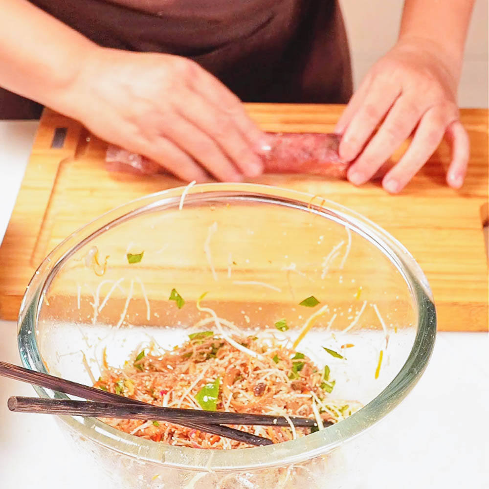 Bì Cuốn Chay Ngon Nhờ Bí Quyết Không Bột Ngọt 14 Cuộn bánh tráng làm bì cuốn chay