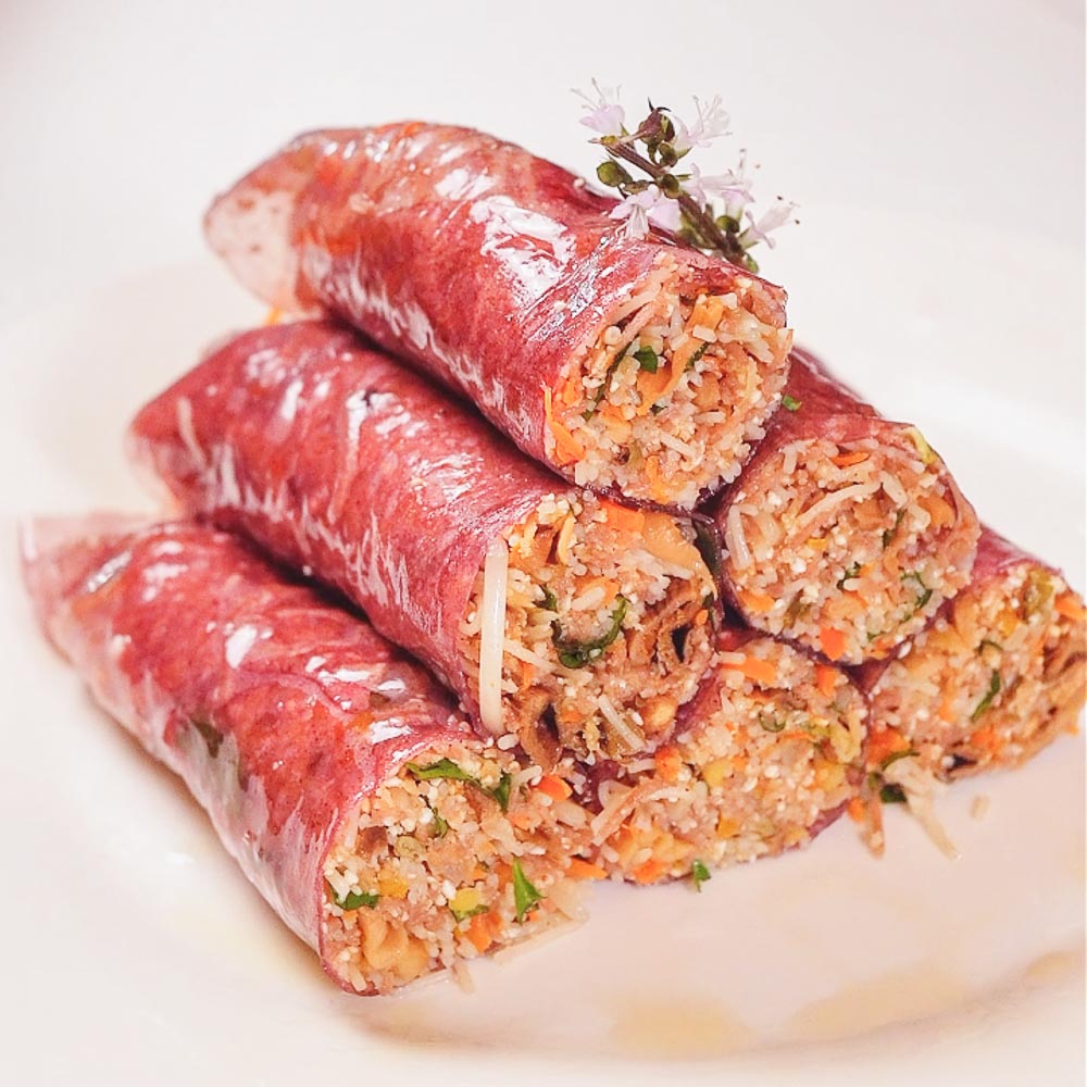 Bì Cuốn Chay Ngon Nhờ Bí Quyết Không Bột Ngọt 15 Bì cuốn chay cắt lát, thành phẩm hoàn chỉnh